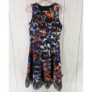 Donna Ricco Size 10 Floral Skater‎ Lined Dress Fit and Flare